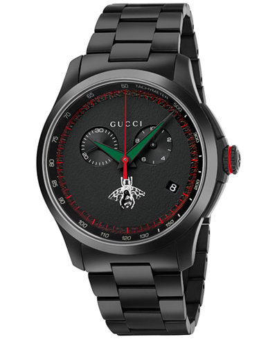 Gucci Men's Swiss Chronograph G-Timeless Black PVD Stainless Steel Bracelet Watch 44mm YA126269