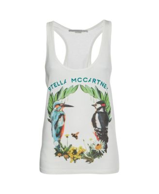 Women's Bird Print Cotton Knit Racerback Tank Top