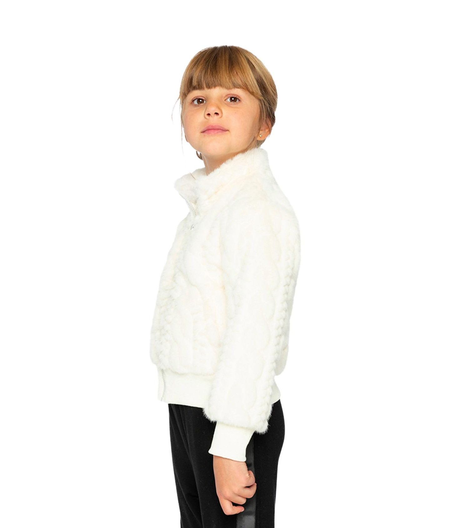 Куртка Deux par Deux Faux Fur Jacquard для девочек, цвет: Бежевый — фото 5