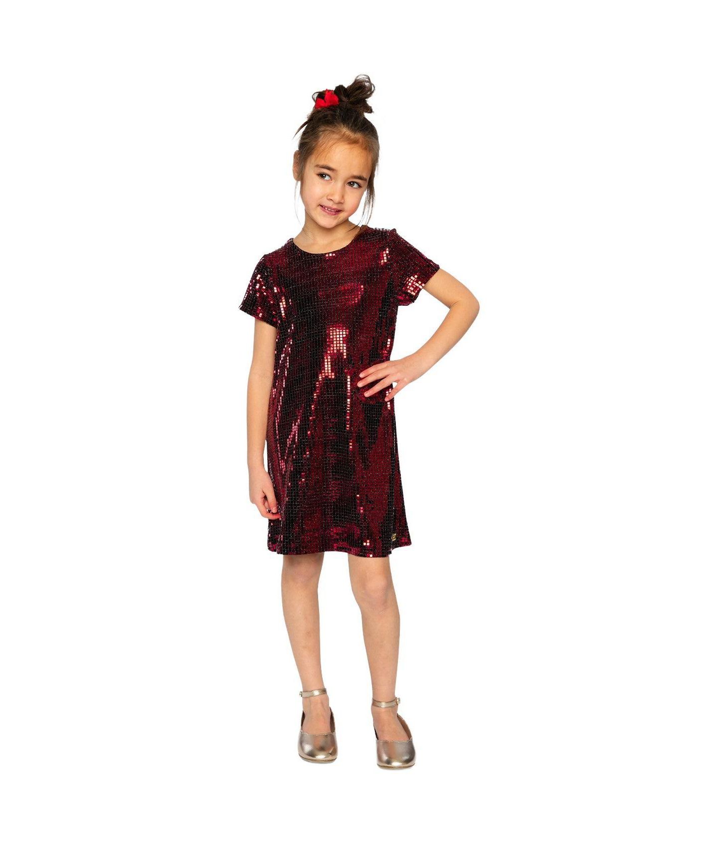 Платье Deux par Deux Short Sleeve A Line Dress для девочек, цвет: Rouge — фото 2