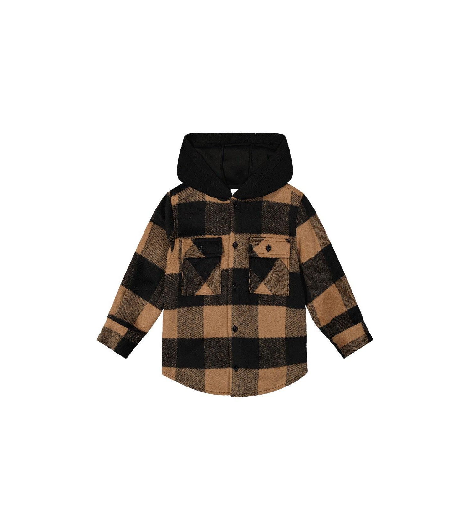 Little and Big Boy 6-12Y Flannel Shirt with Fleece Hood