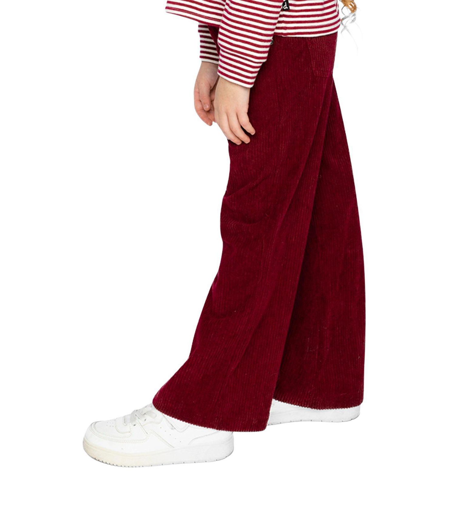 Little and Big Girl (6-14)Stretch Corduroy Wide Leg Pants Reddish