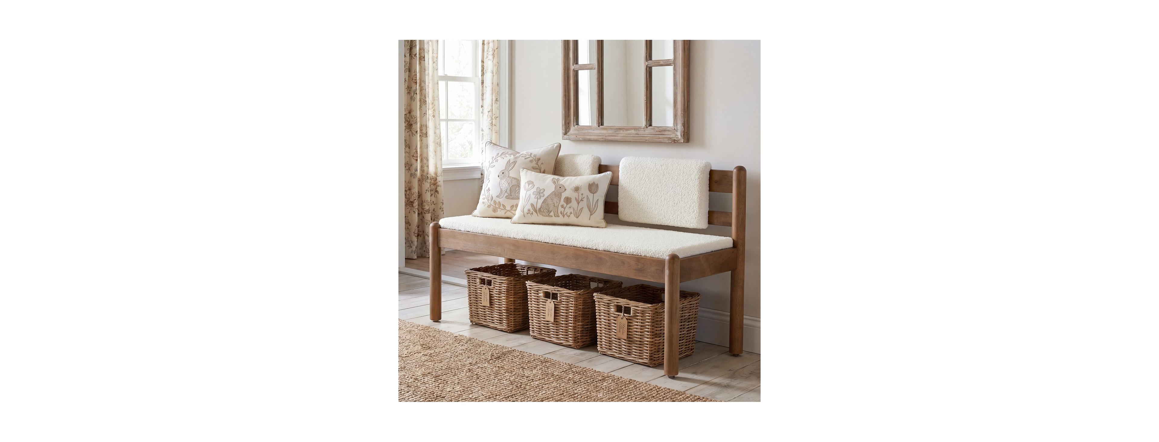 Tribesigns Modern Upholstered Entryway Bench With Solid Wood Frame