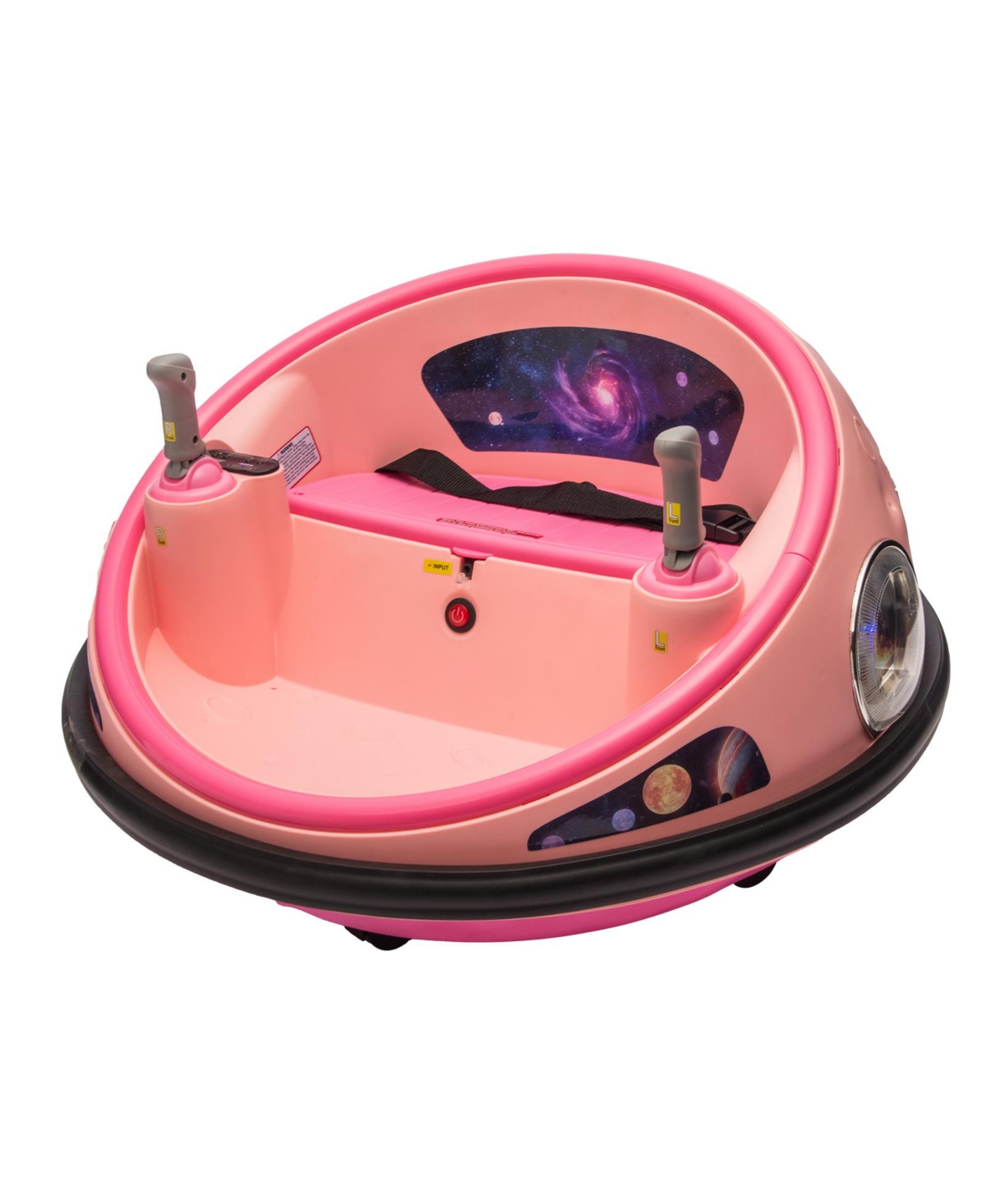 homfan 26.4 x 26.4 x 15.7 Inch Kids Electric Bumper Car with Remote, 12V Ride On Battery Powered Toy, 2 Mph Low Speed for Indoor Outdoor Fun - pink
