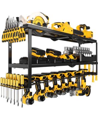 Power Tool Organizer Wall Mount Metal Rack Drill Holder 3 Tier Workshop Storage