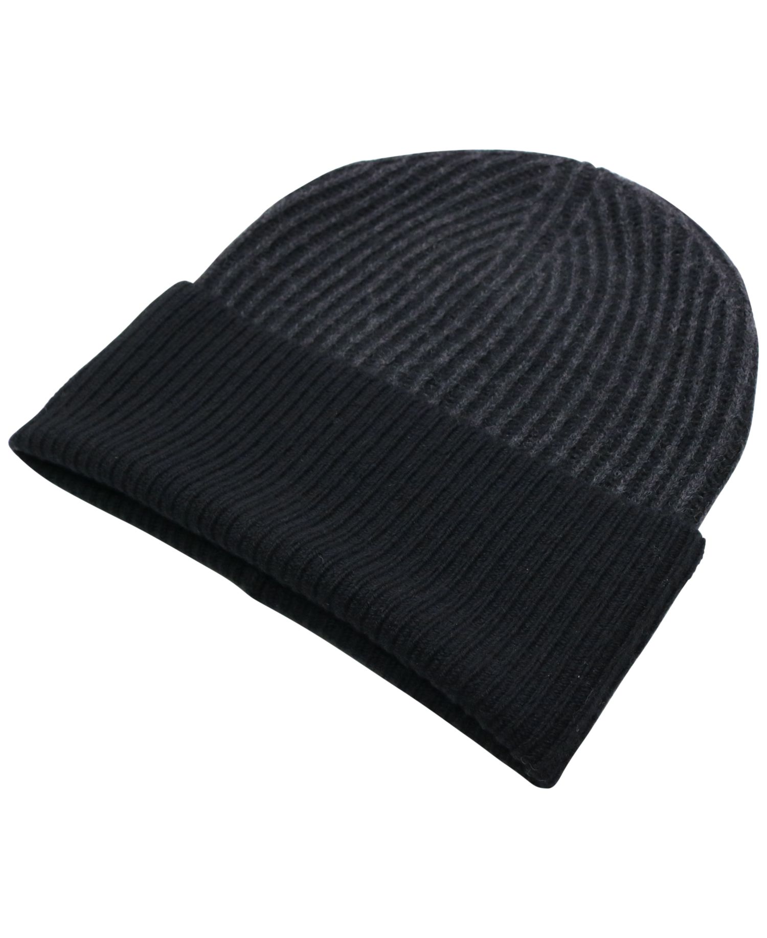 Men's Two-Tone Rib Cashmere Beanie