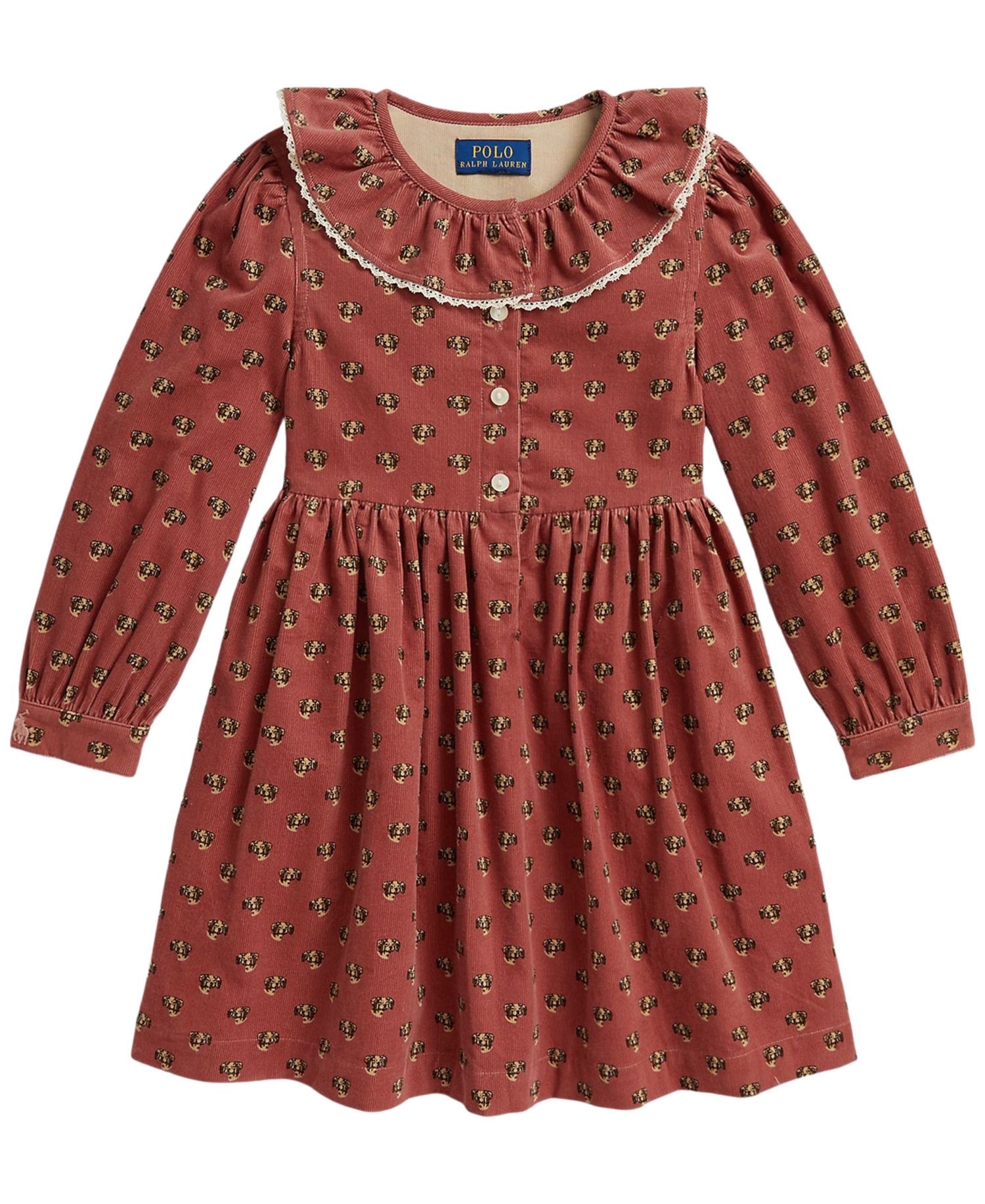 Girls' 2T-6X Floral Cotton Corduroy Shirt Dress