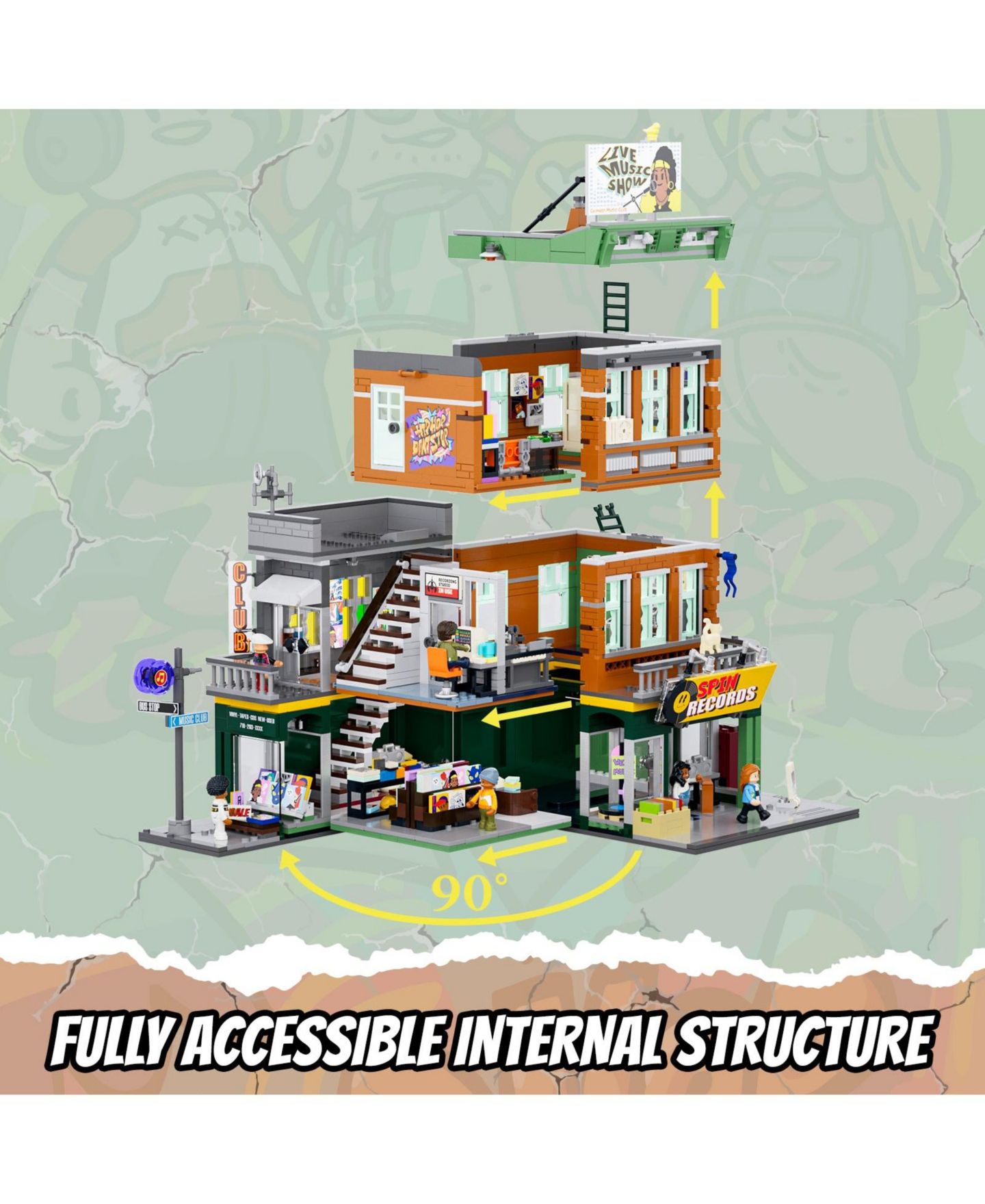 Детский конструктор Lumibricks Record Store Street Fusion 1980-Piece LED Lighting Building Set, Ages 11 & Up — фото 6