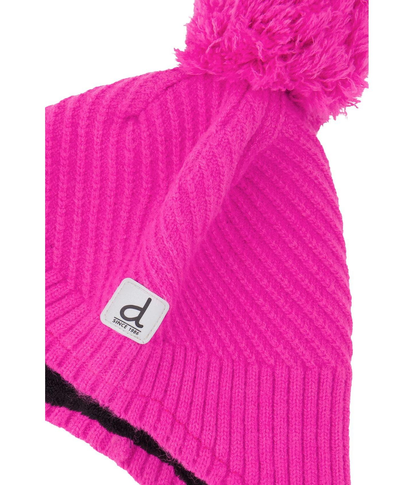 Шапка Deux par Deux Winter Peruvian Knit Hat with Pompom для девочек, цвет: Яркий розовый — фото 4