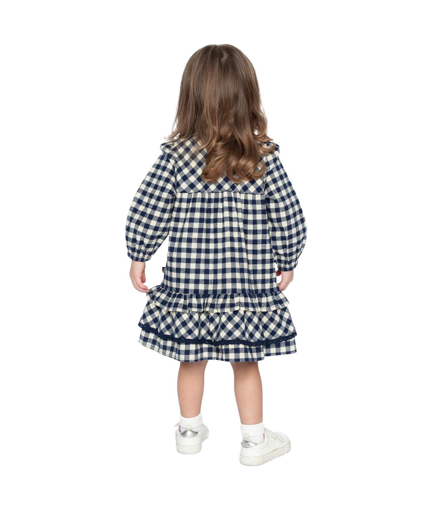 Платье Deux par Deux Shirt Dress with Frills для девочек, цвет: Синий / Белый — фото 3