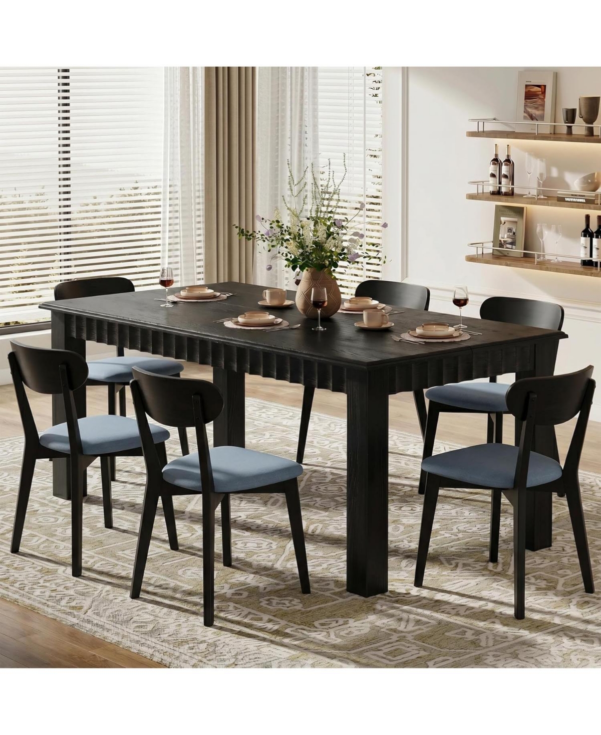 Tribesigns 63-Inch Solid Wood Dining Table for 6, Farmhouse Kitchen Table, Rectangular Dinner Room, Living Room