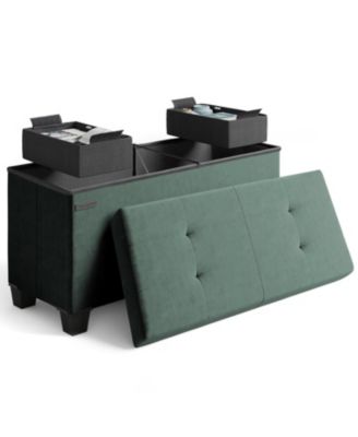 30-Inch Velvet Storage Ottoman with Bin, Small Foot Stool and Seat for Living Room
