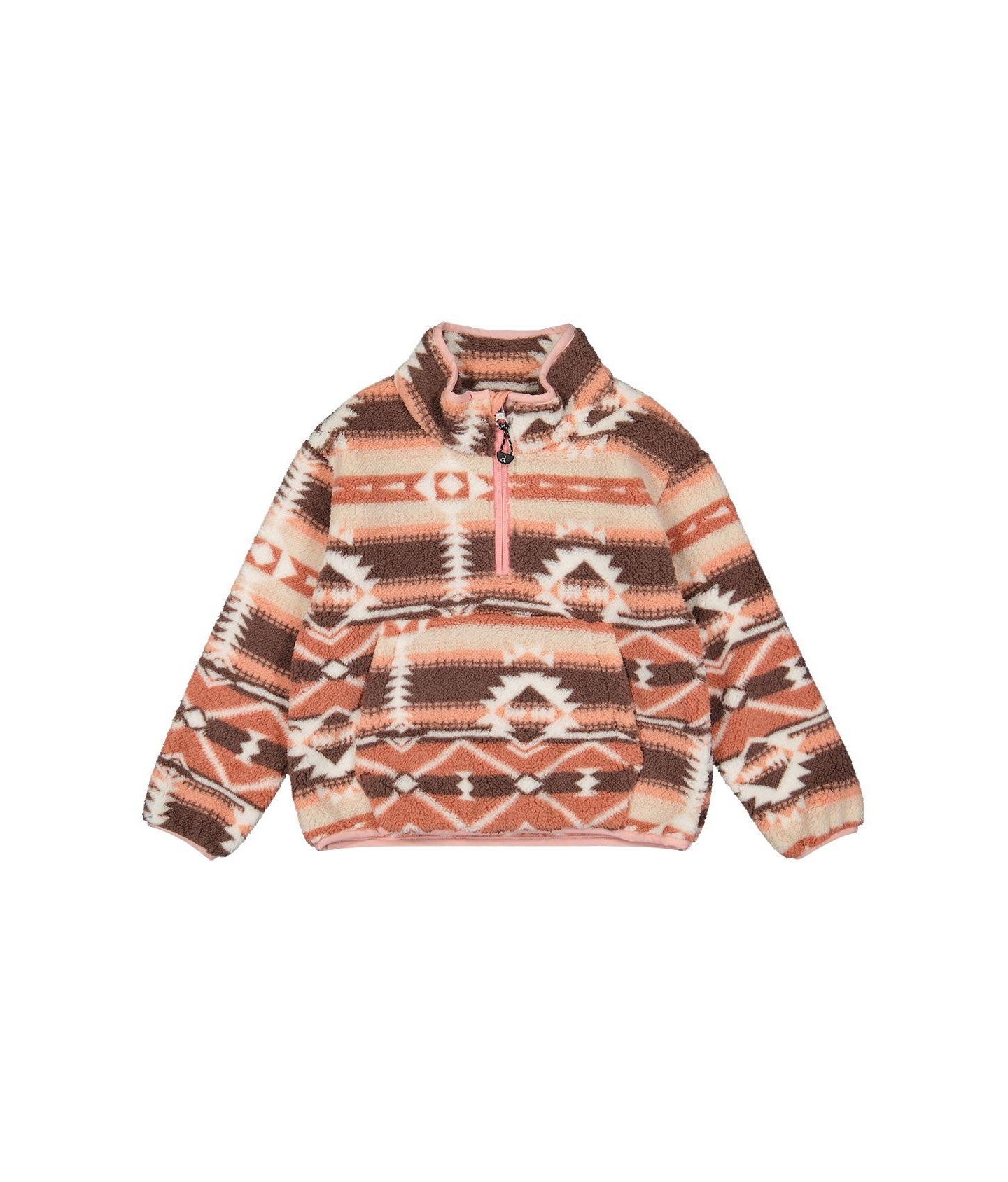 Свитеры Deux par Deux Mid-Season Plush Pullover Jacket Aztec для девочек-малышей, цвет: Розовый — фото 1