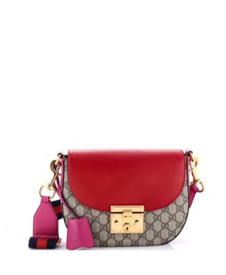 Medium Padlock Saddle Shoulder Bag GG Coated Canvas and Leather