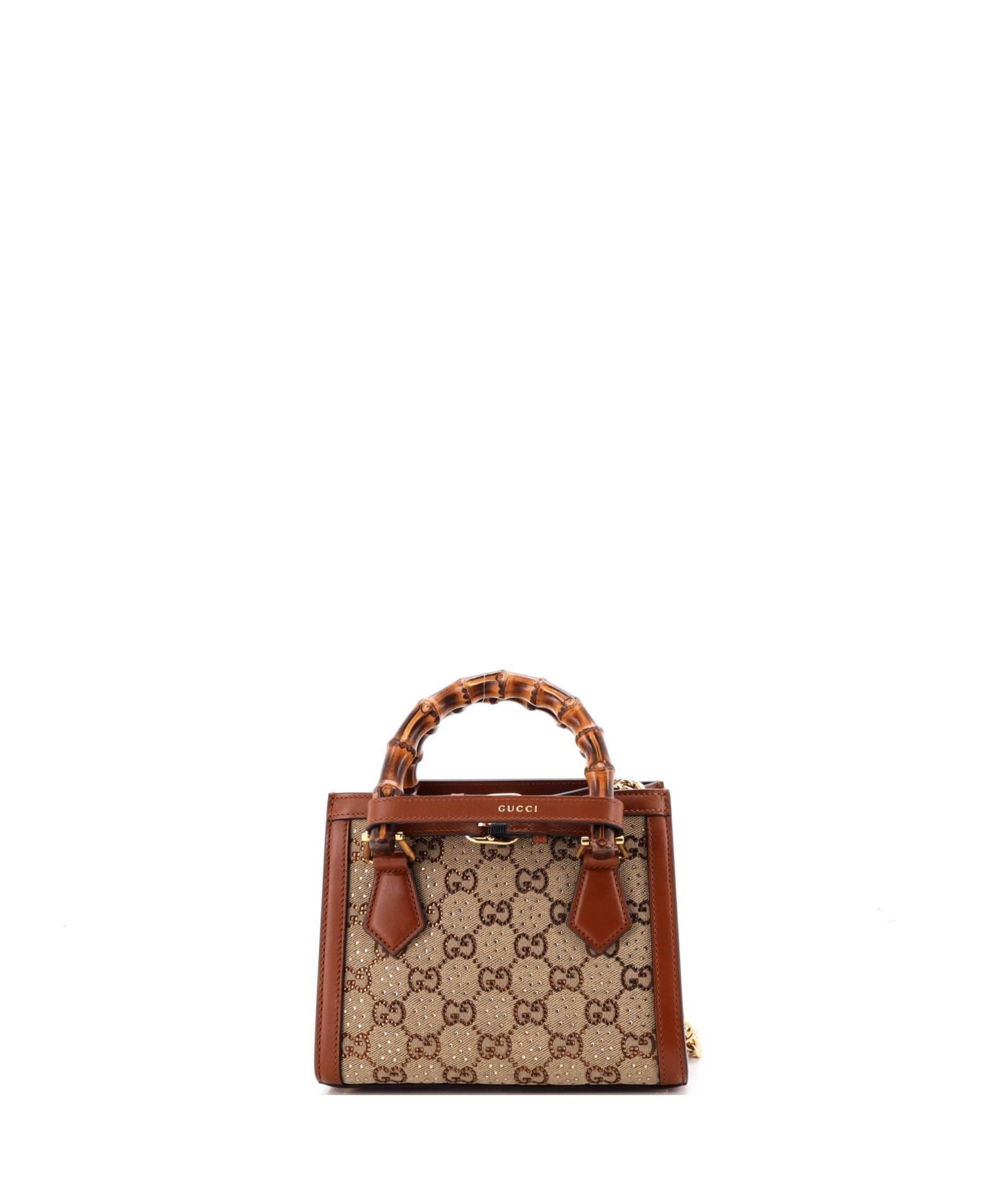 Mini Diana NM Bamboo Handle Tote Crystal Embellished GG Canvas