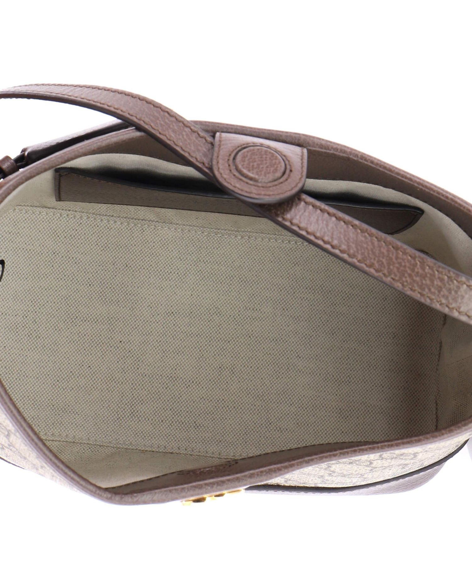 Small Ophidia Open Bucket Bag GG Coated Canvas with Leather