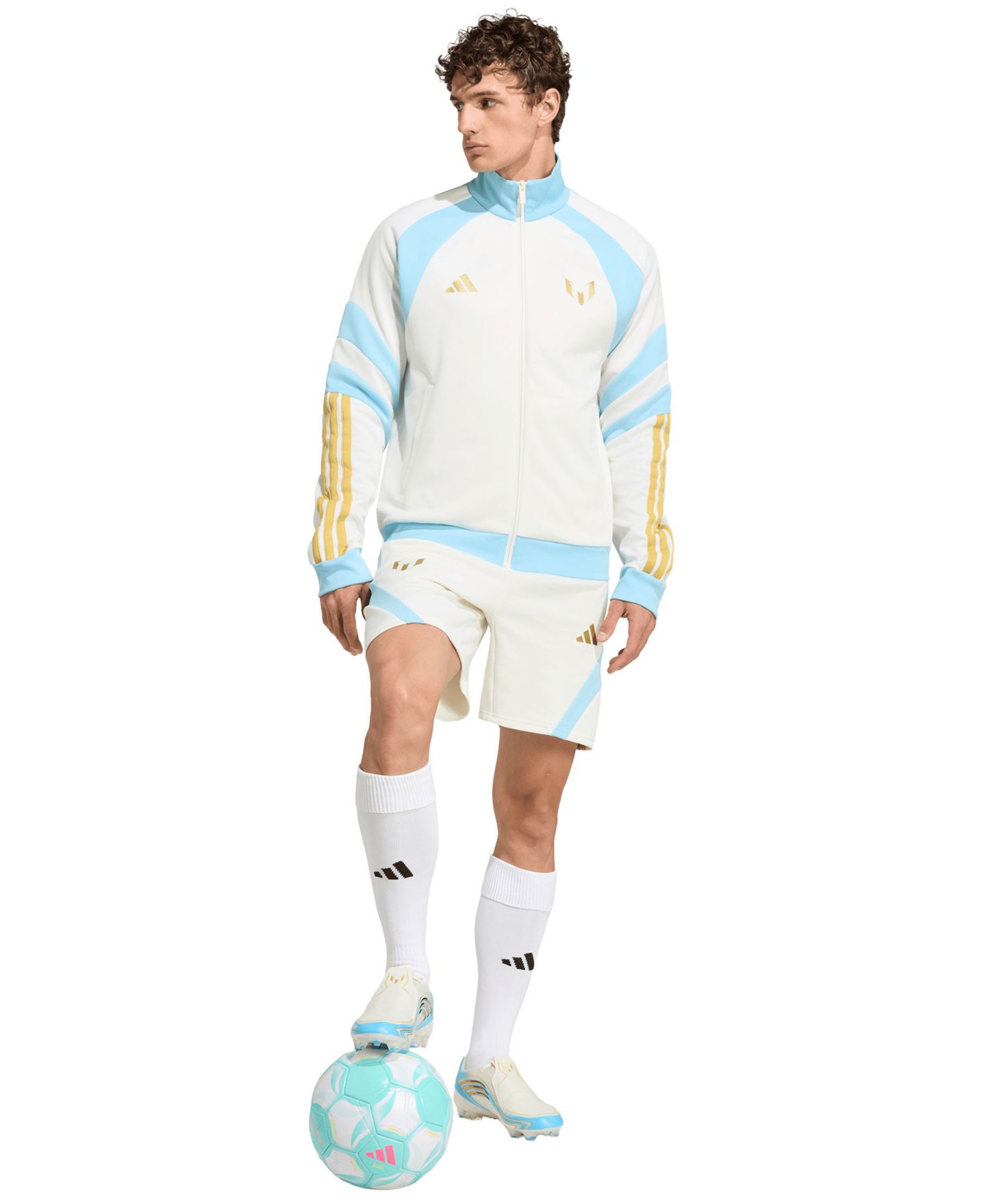 Мужская куртка adidas Messi House of Tiro Track, цвет: Молочный белый — фото 2