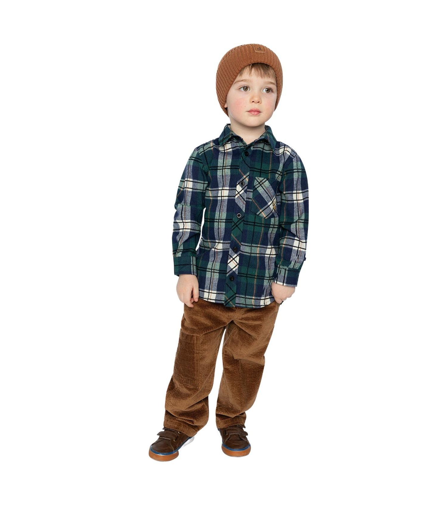 Рубашка Deux par Deux Plaid Shirt для мальчиков, цвет: Синий / Зелёный — фото 7