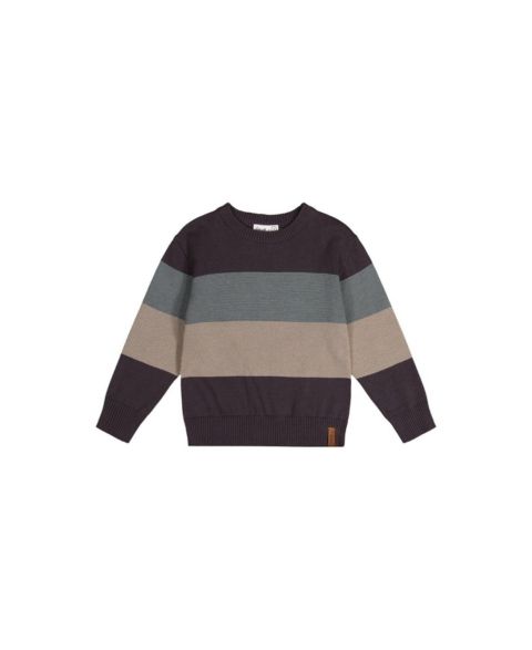Свитер Deux par Deux Color block Knit для мальчиков, цвет: Чёрный / Бежевый