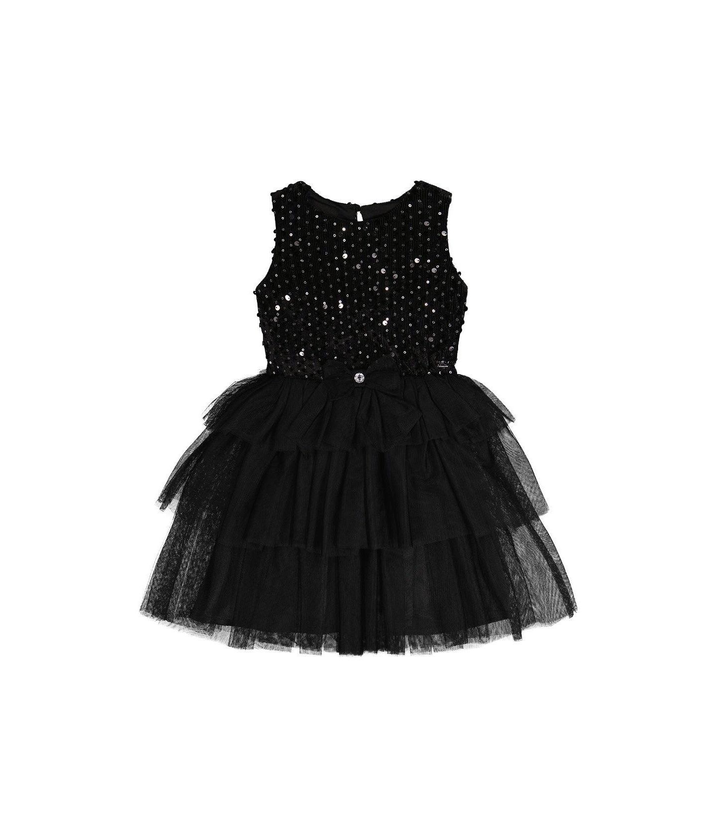Платье Deux par Deux Bi-Material Sleeveless Dress для девочек, цвет: Чёрный — фото 1