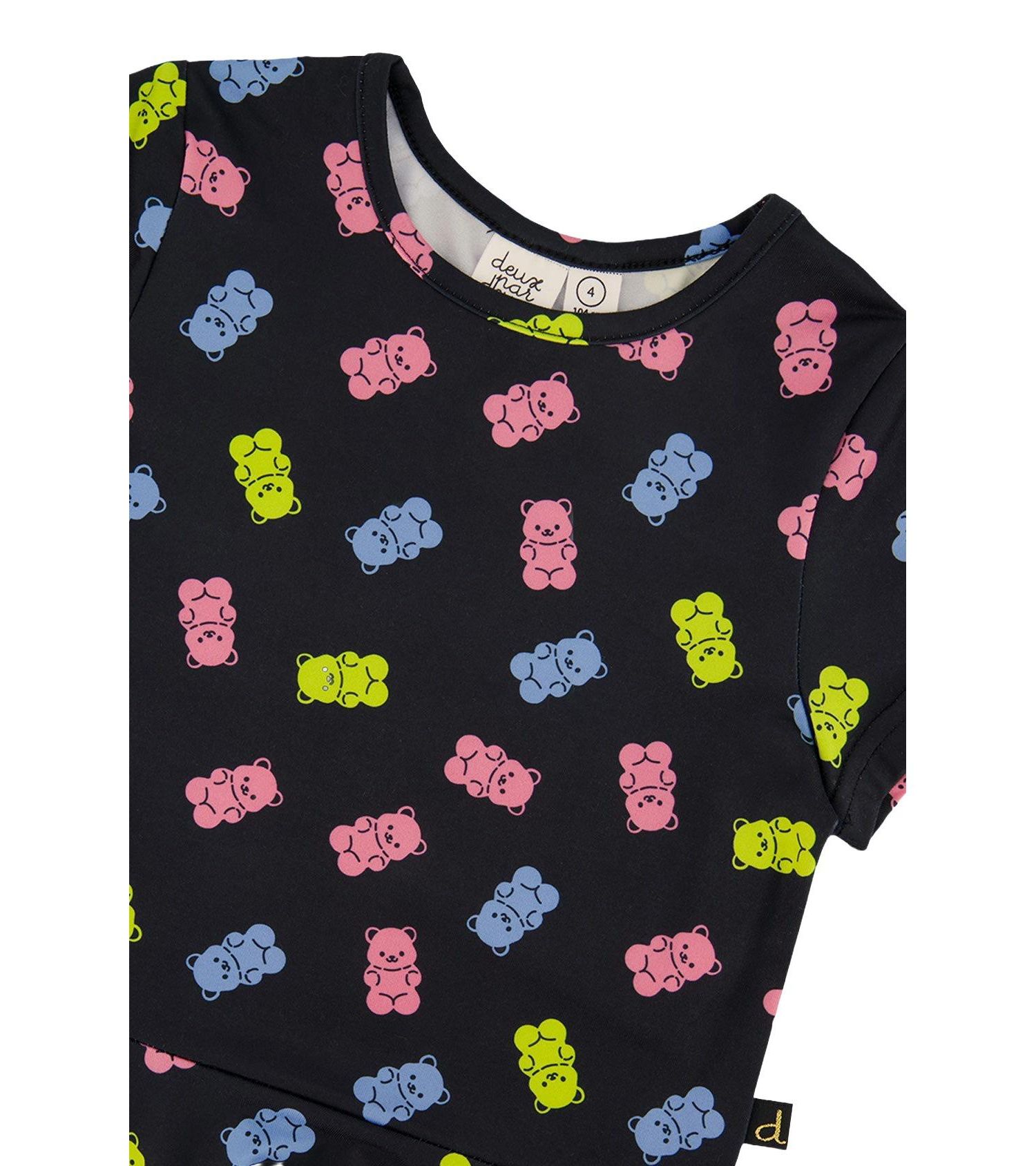 Little and Big Girl Short Sleeve Dress(6-12)Printed Gummy Bears