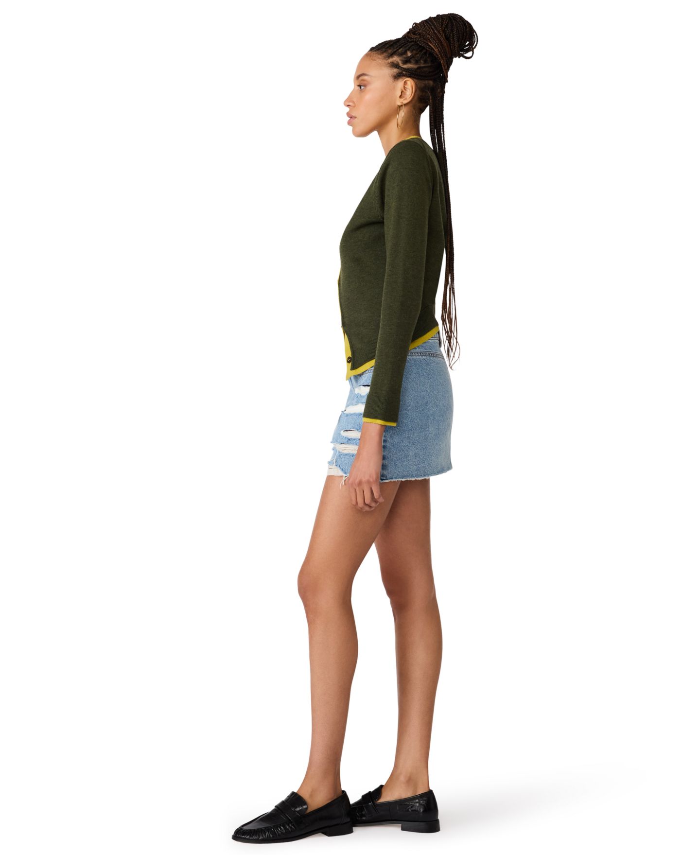 Женский кардиган Steve Madden Arwen Button-Front Cardigan, цвет: Тёмный оливковый — фото 3