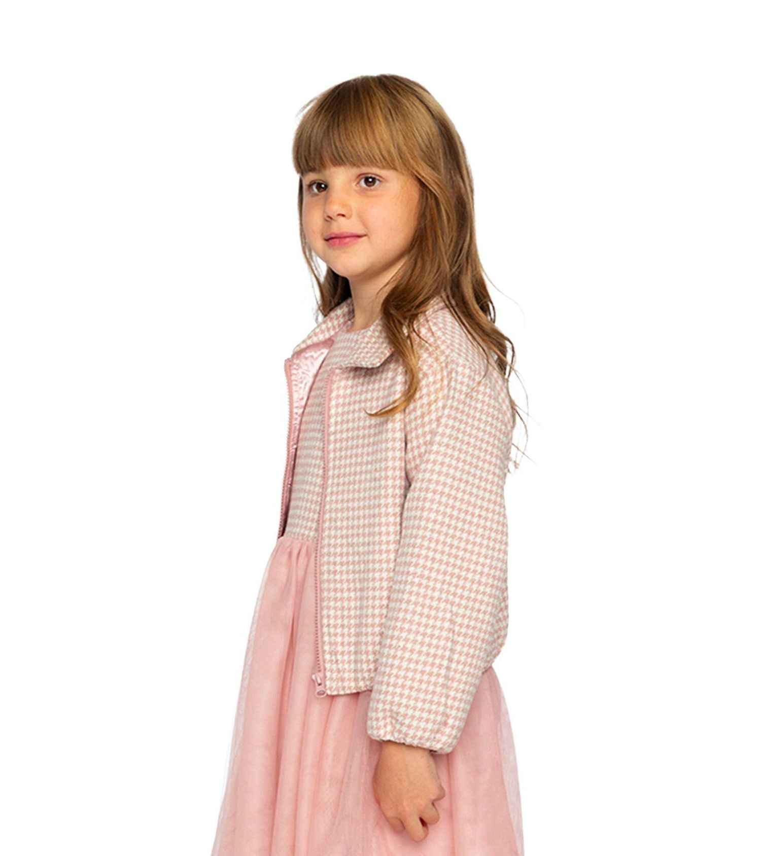 Little and Big Girl 6-14Y Bomber Jacket Houndstooth