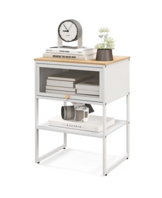 Home Nightstand 3-Tier Storage Table with Open Shelf Heavy-duty Metal Frame