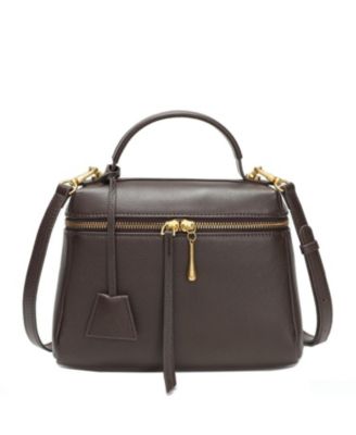 Avery Pebble Leather Camera Bag Structured Crossbody Purse with Wide Strap