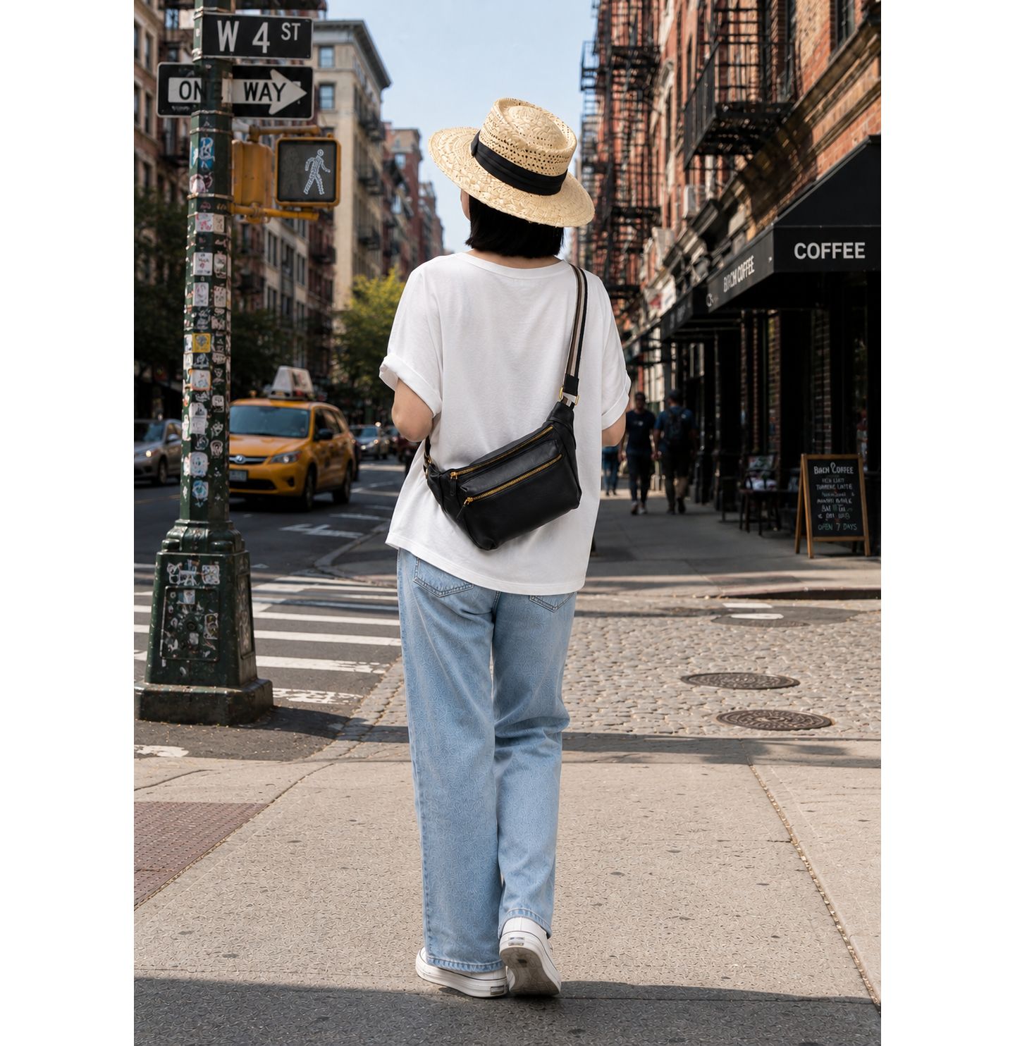 Женская сумка SUSU Cleo Leather Fanny Pack Crossbody Sling Bag Chest Belt Purse, цвет: Чёрный — фото 3