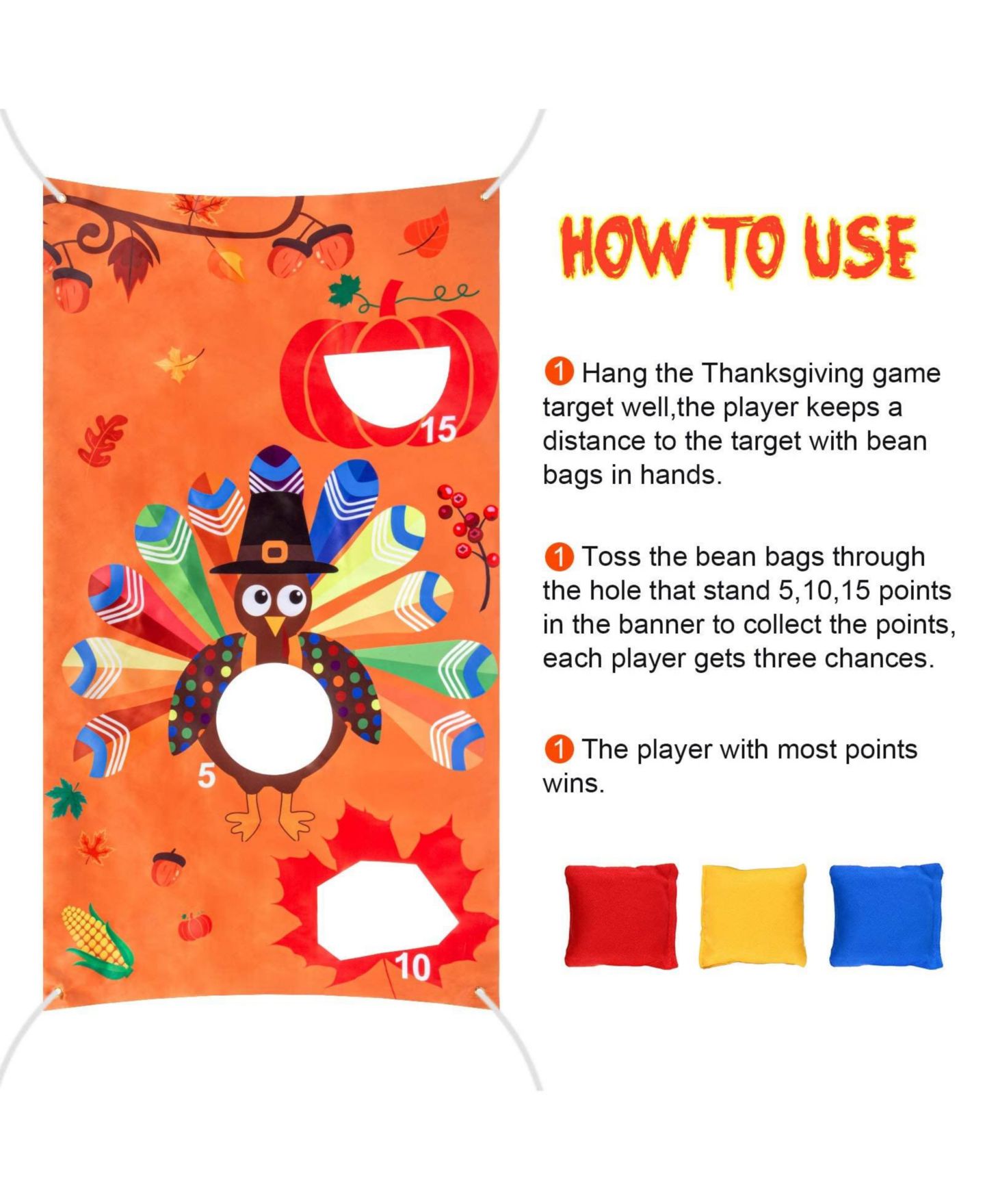 Детские игрушки homfan Thanksgiving Bean Bag Toss Game, 17-Piece Set, Ages 3-7 — фото 6