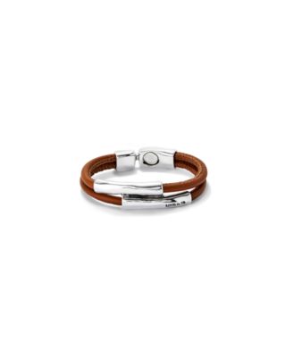 Silver Metal Alloy Camel Leather Bracelet