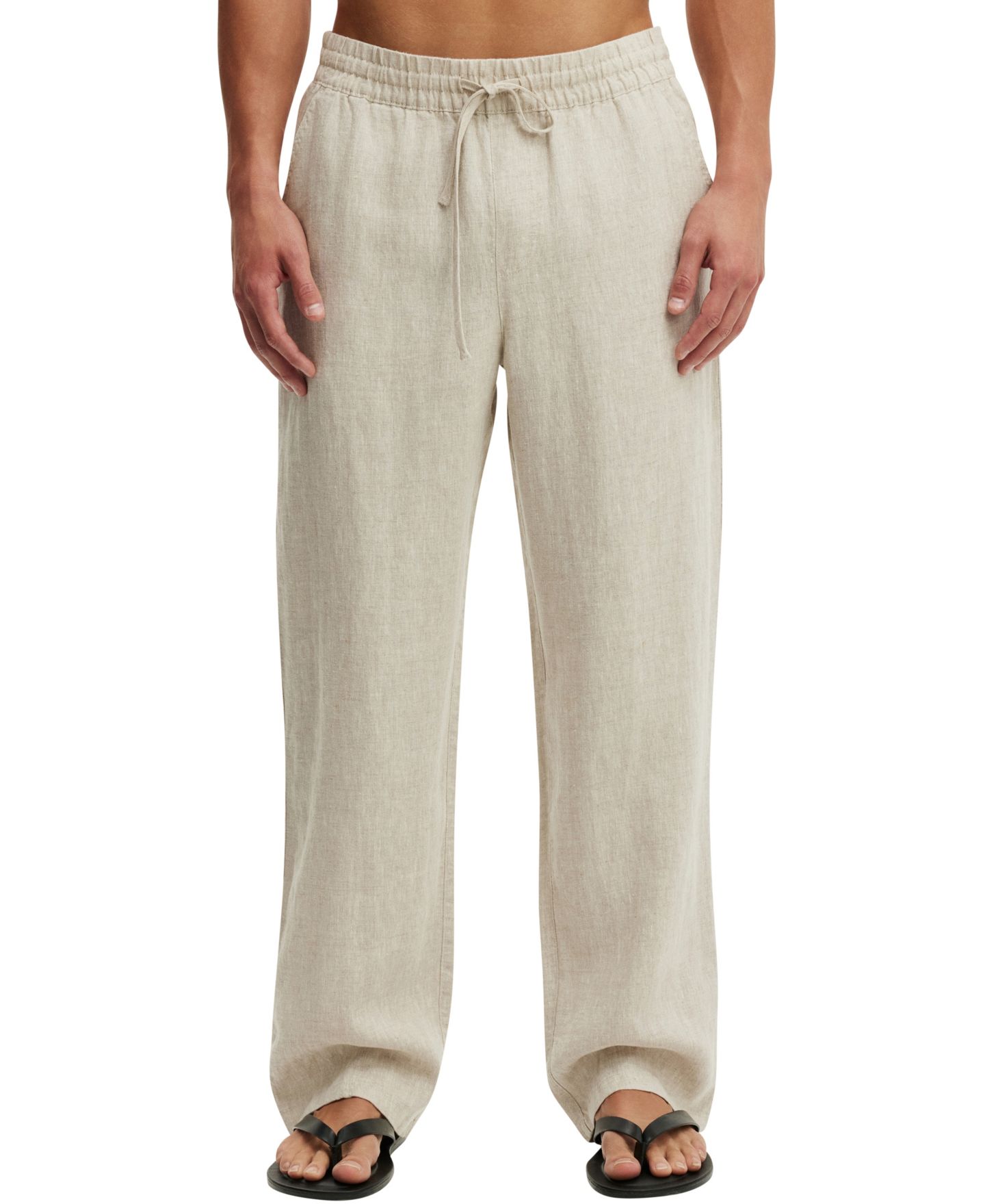Мужские брюки COTTON ON Baggy Worker Linen Relaxed-Fit, цвет: Бежевый — фото 1