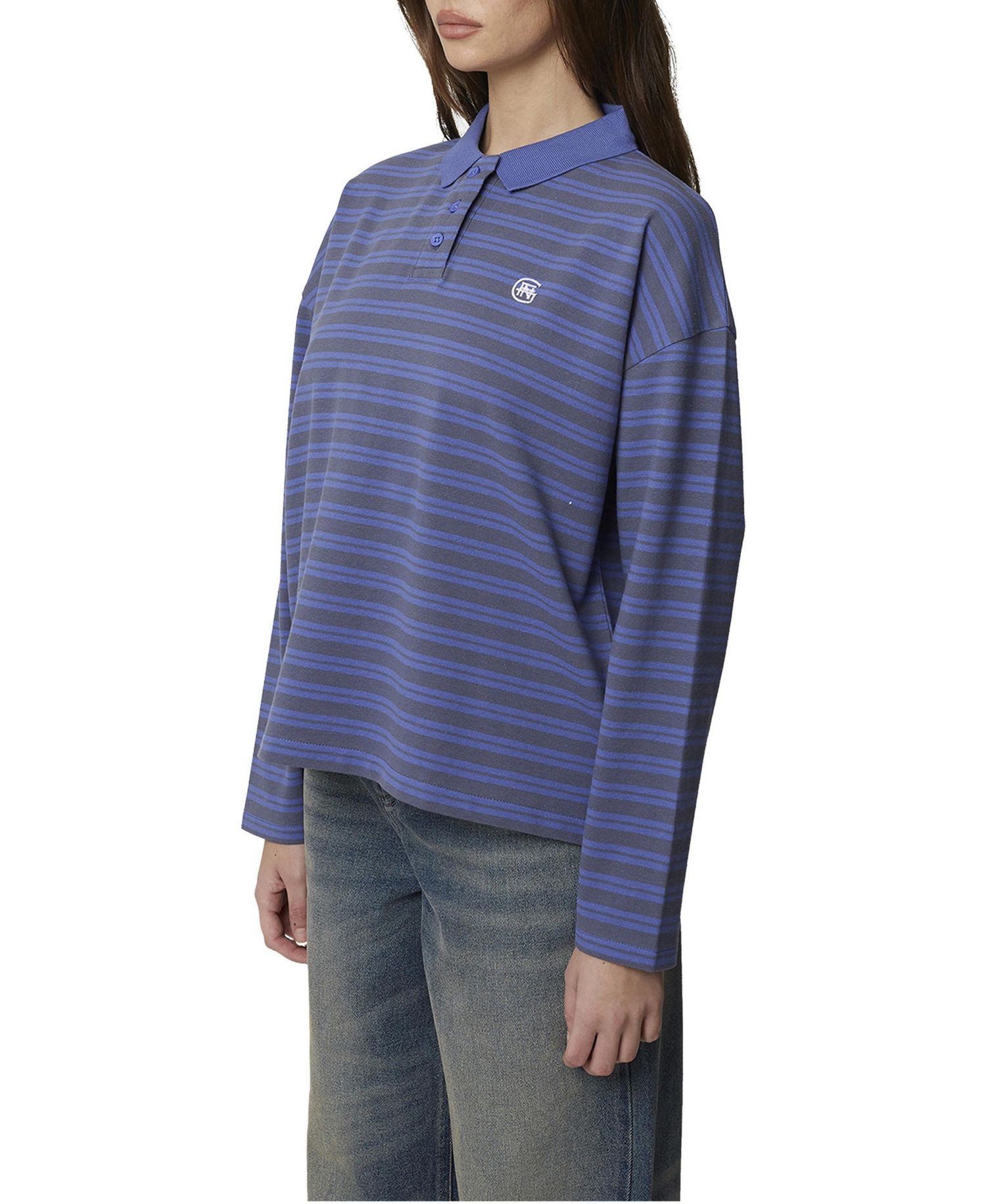 Women's Long Sleeve Striped Polo