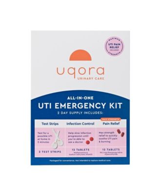 UTI Emergency Kit - 2 Urinary Tract Infection Test Strips, 12 UTI Pain Relief Tablets and 12 Infection Control Tablets - Urinary Tract Support