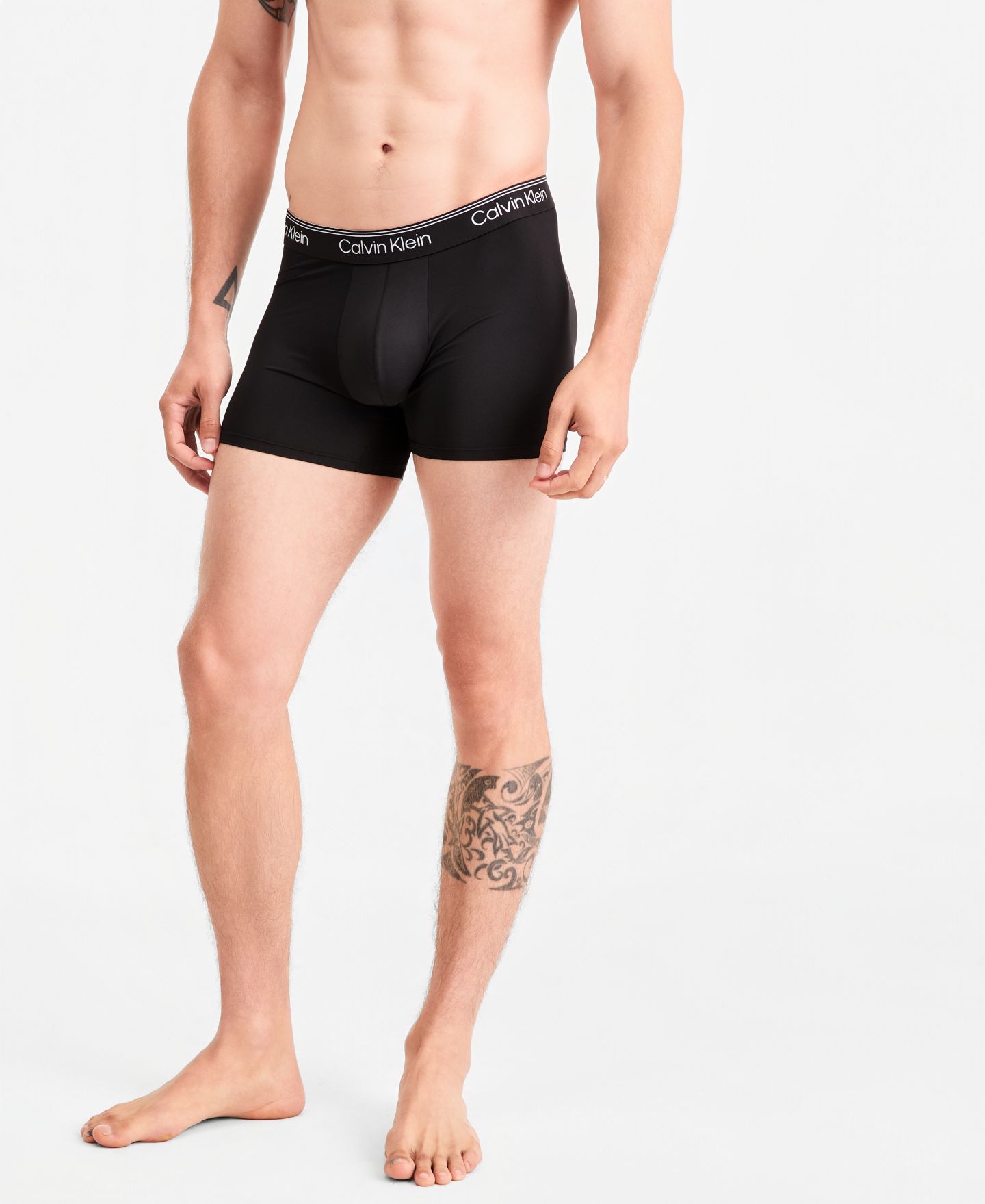 Мужские эластичные трусы-боксеры Calvin Klein Icon, набор из 3 шт, цвет: Чёрный / С ромбами красный — фото 2