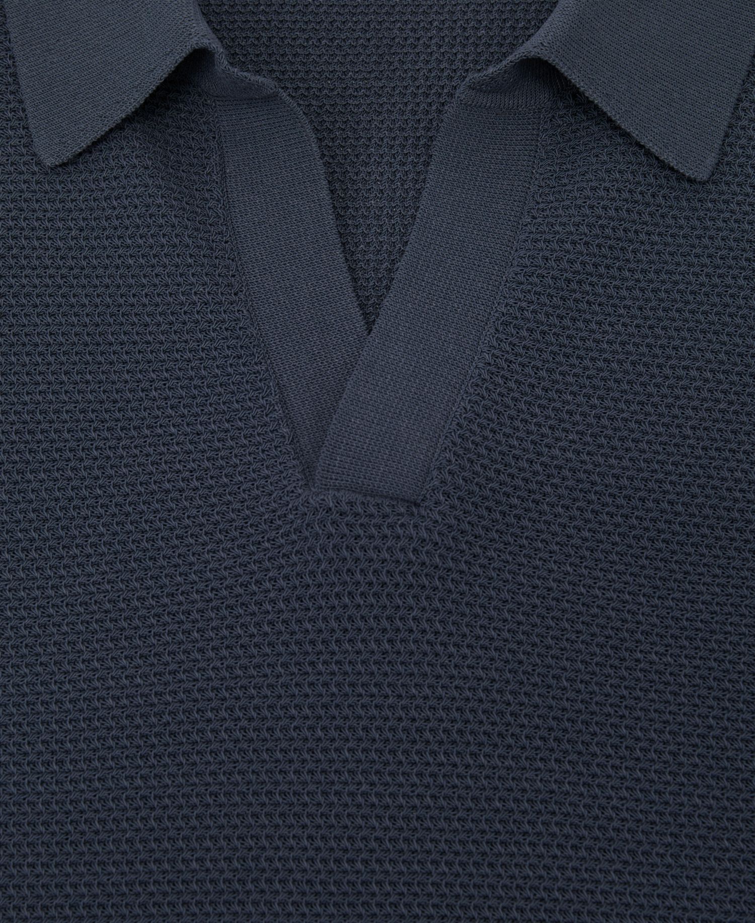 Men's Leon Cotton-Blend Basket-Stitch Open-Collar Polo Shirt