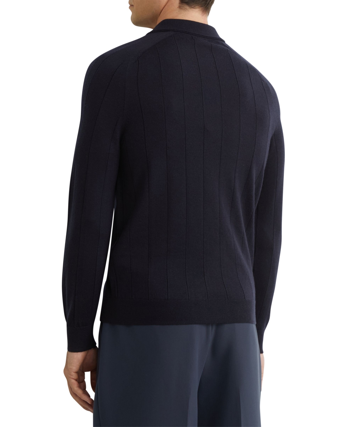Reiss Men's Greyson Merino Wool Wide-Rib Polo Shirt