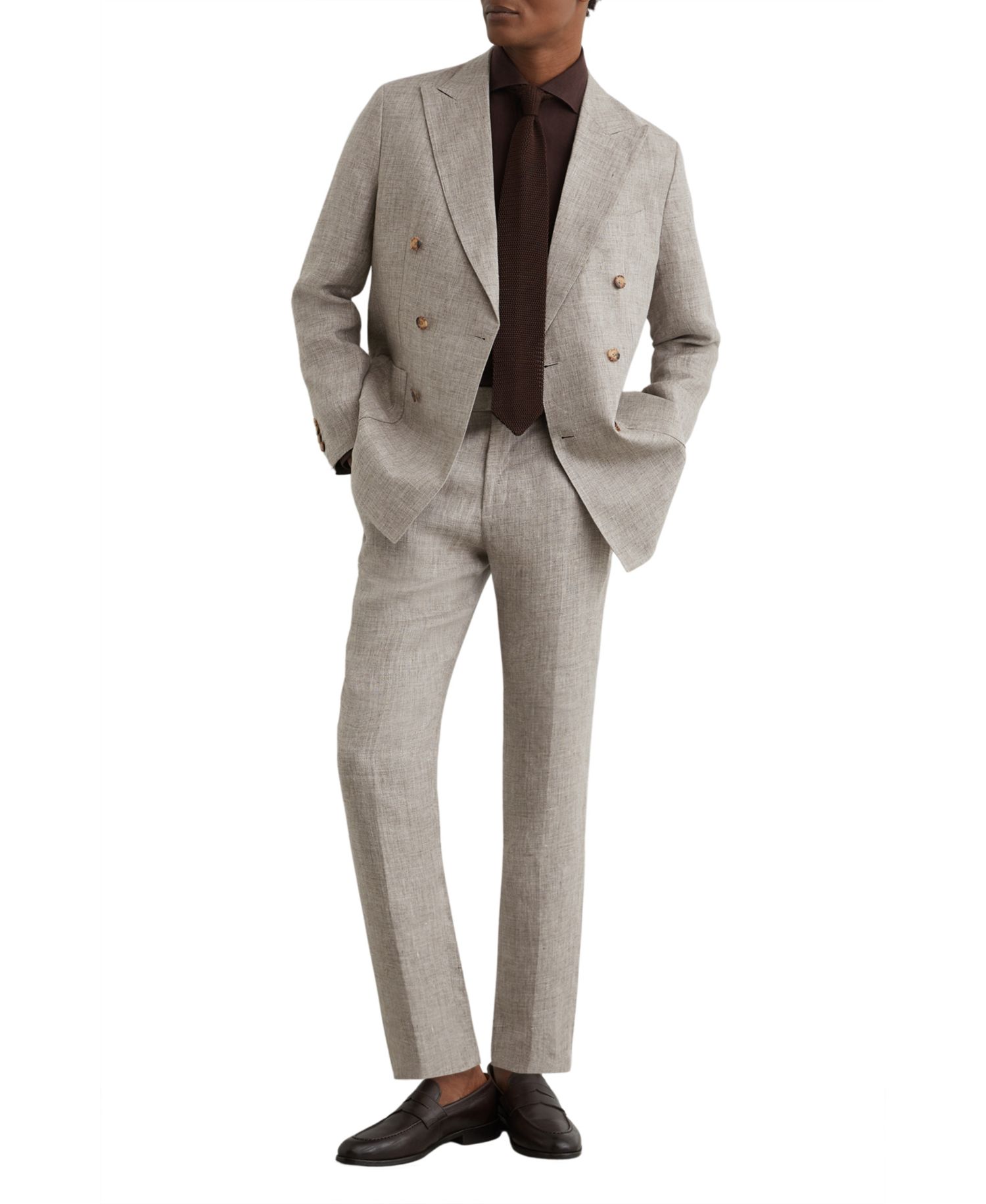 Men's Amore Linen Double-Breasted Tailored-Fit Suit Blazer