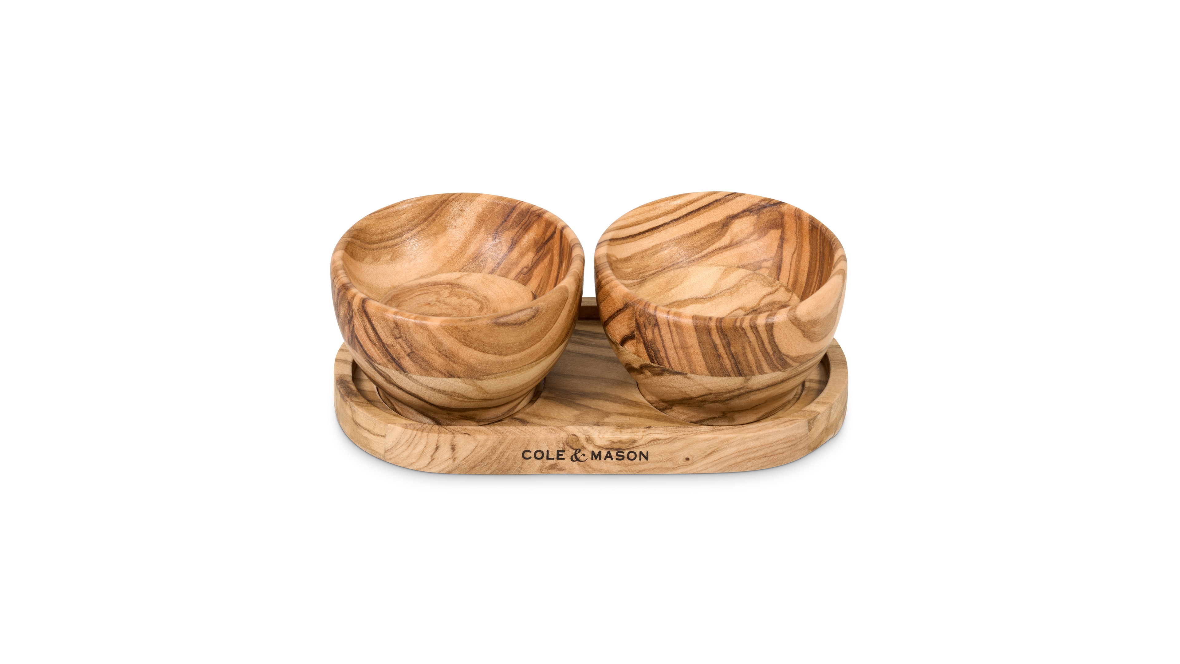 Cole & Mason Portobello Collection Italian Olive Wood 3-Piece Pinch Pots and Tray Set