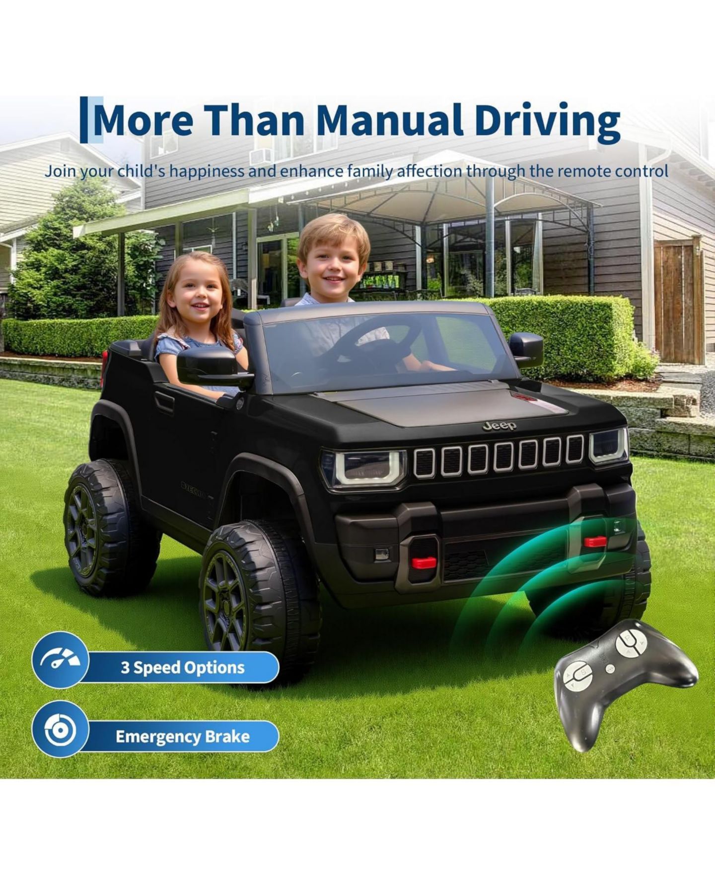 Детская игрушка homfan 41.7" x 27.2" x 13.8" Licensed 24V 2-Seater Electric Ride On Car, Ages 3-6, цвет: Чёрный — фото 8