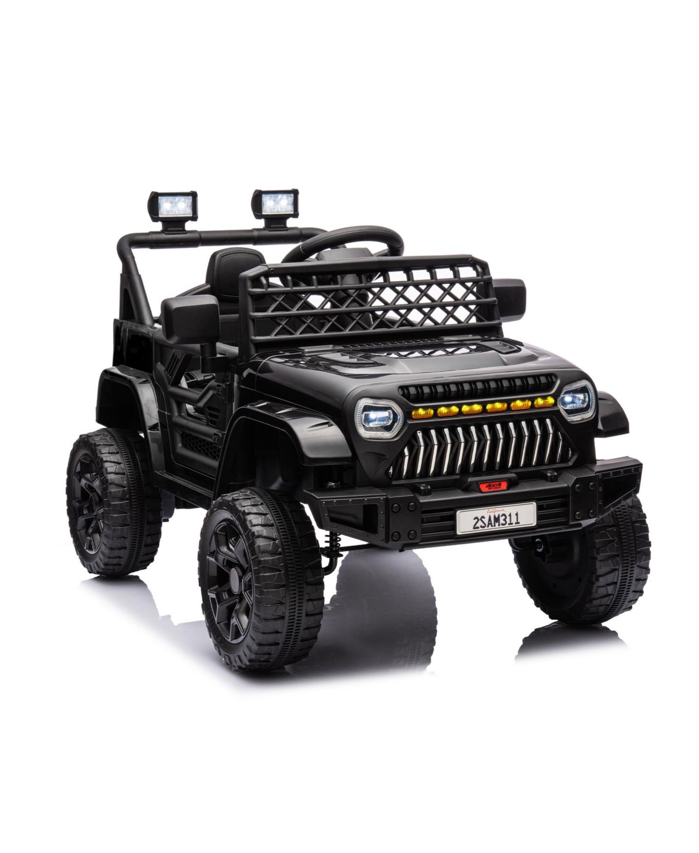 Детская игрушка homfan Ride On Truck, Battery Powered Electric Toy for Kids with 2.4G Remote Control, 4-Wheel Spring Suspension, LED Lights, Music, цвет: Чёрный — фото 1