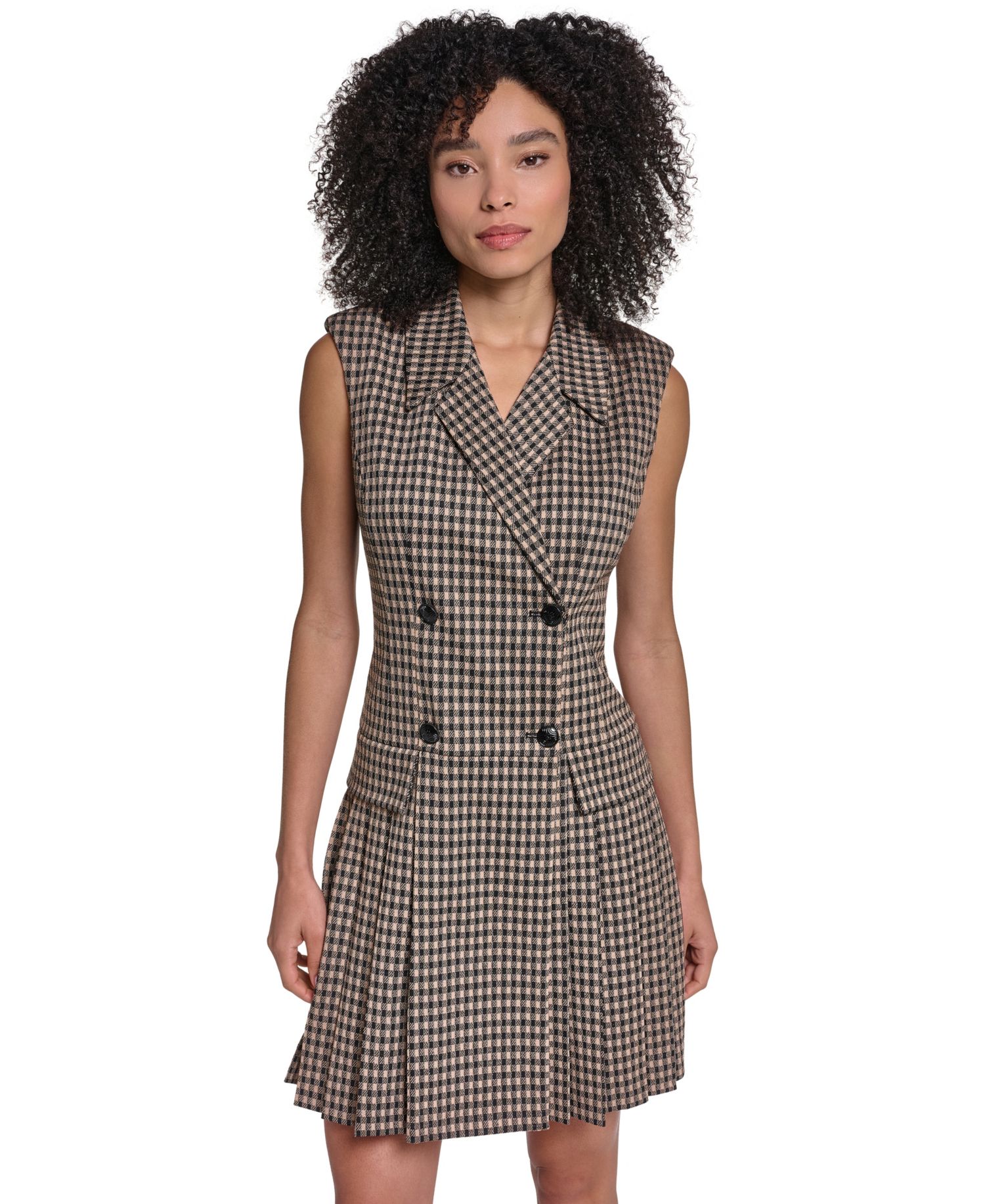 Women's Collared Pleated Short Dress