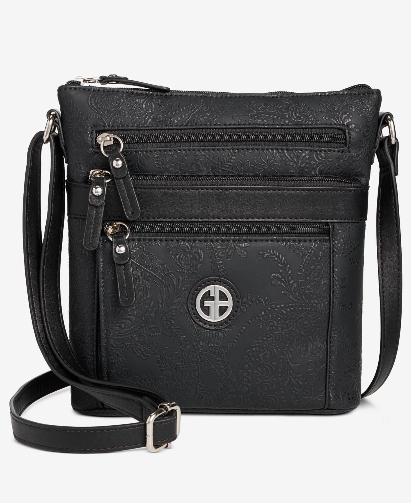 Женская сумка Giani Bernini Paisley Deboss Promo N/S Crossbody, цвет: Чёрный — фото 1