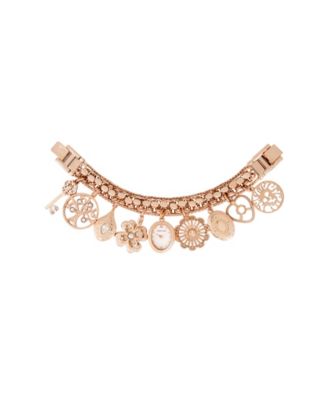 Women's Quartz Rose Gold-Tone Multi-Charm Bracelet Watch 18mm x 22mm
