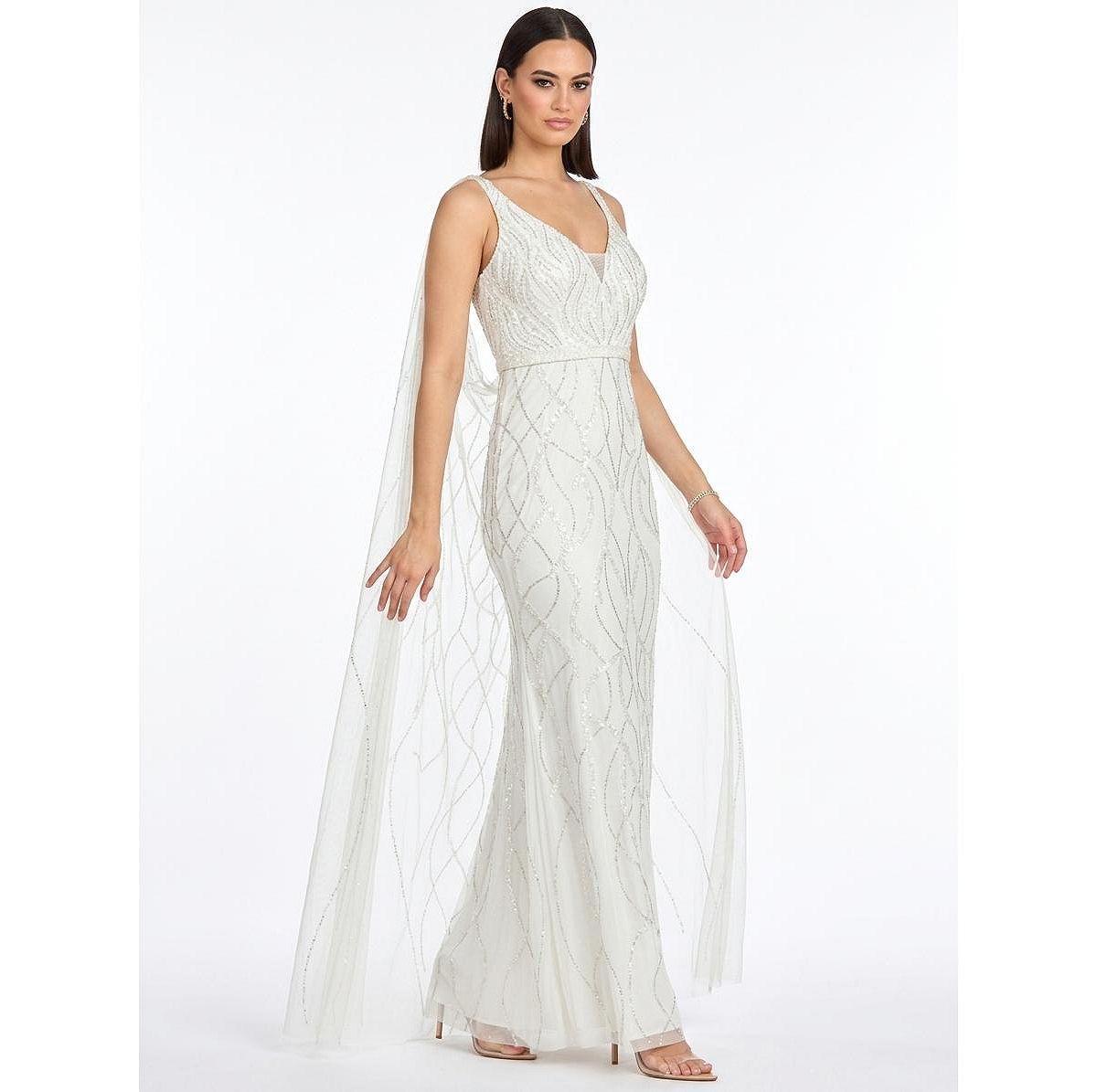 Lara Women's Beaded Wedding Gown with Cape view 4 — MAYCSS fashion products