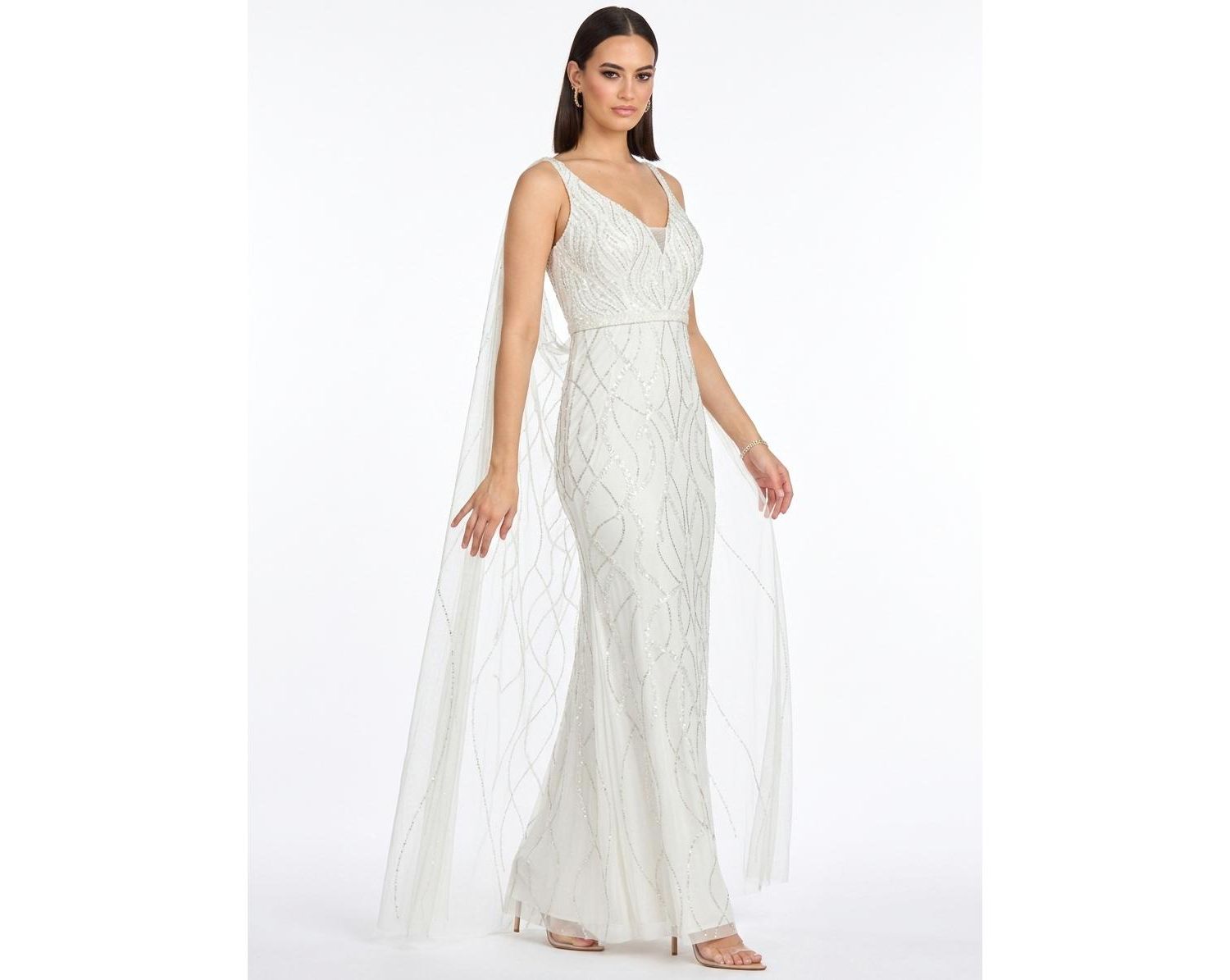 Women's Beaded Wedding Gown with Cape