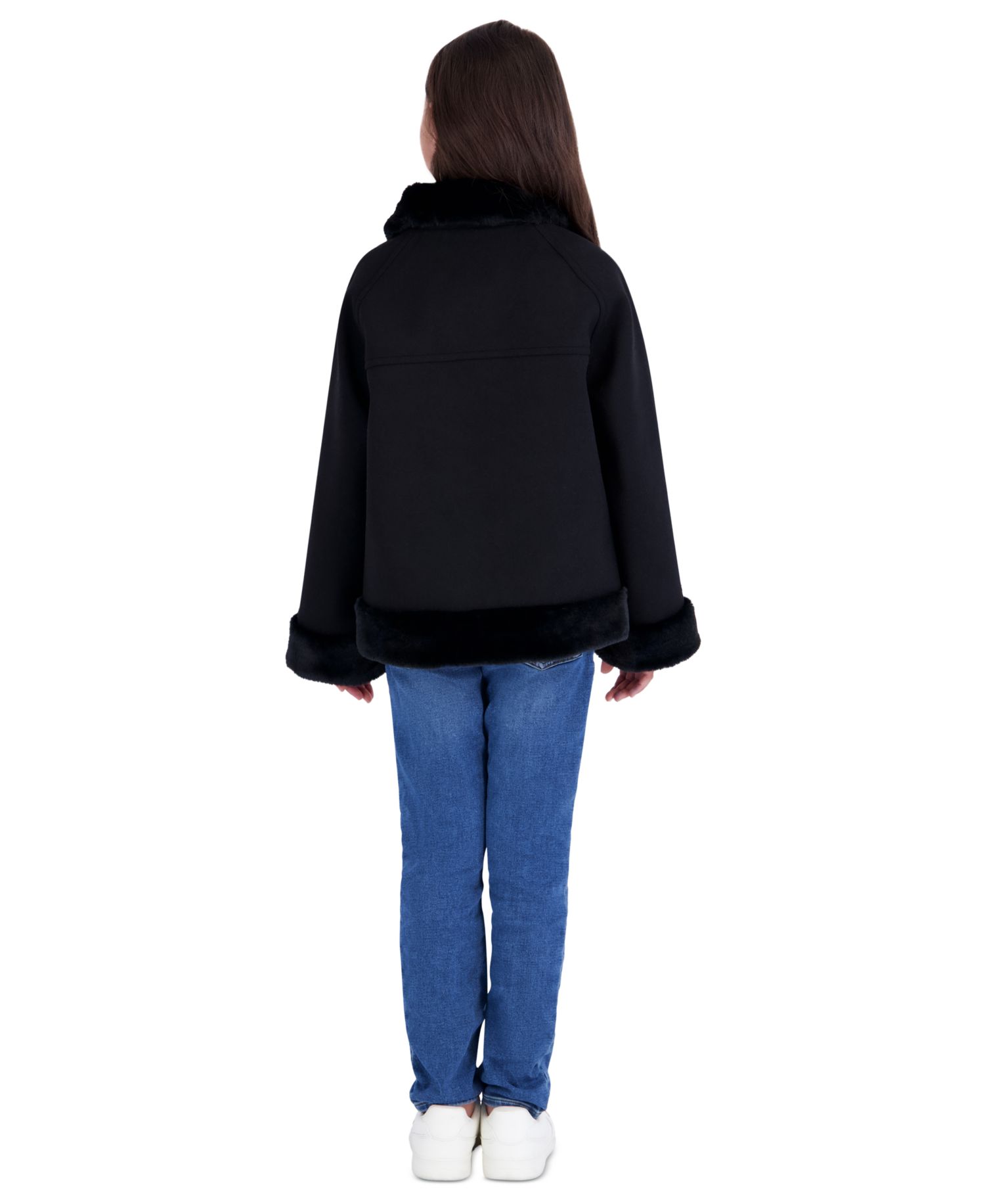 Girls' 5-16 Midweight Long-Sleeve Faux Wool Jacket