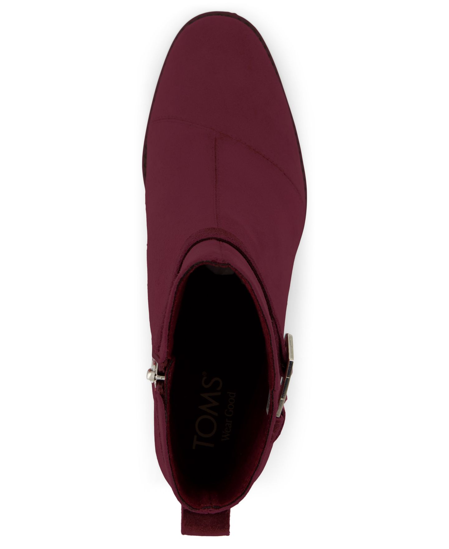 Женские ботинки TOMS Delilah Buckle Ankle Booties, цвет: Тёмный бордовый замшевый — фото 4