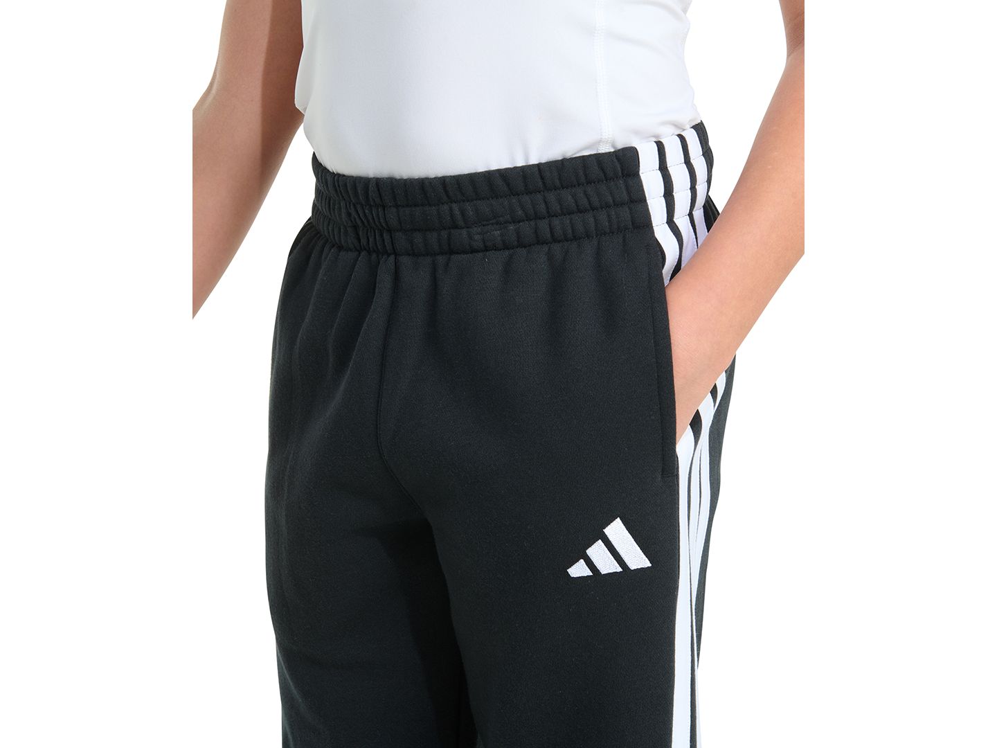 Брюки adidas Essential 3-Stripe Fleece Cuffed Jogger Pants для мальчиков, цвет: Чёрный — фото 4